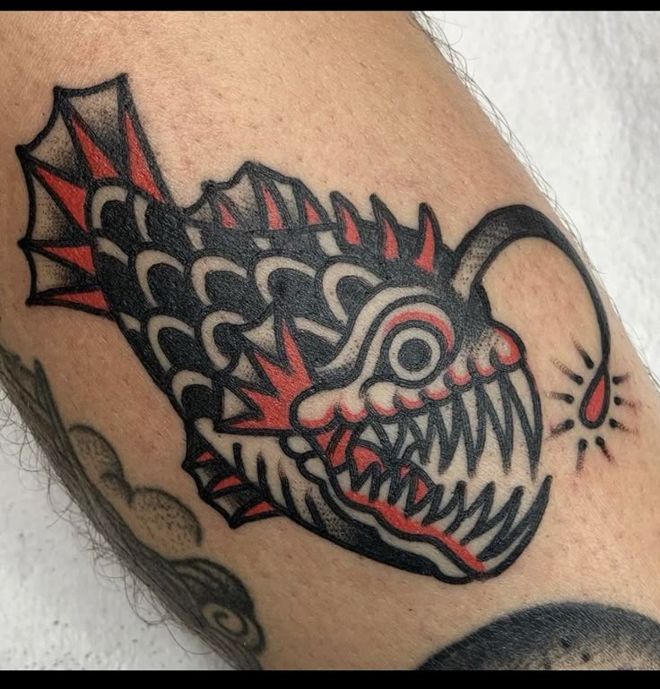 Vibrant Anglerfish Traditional Tattoo