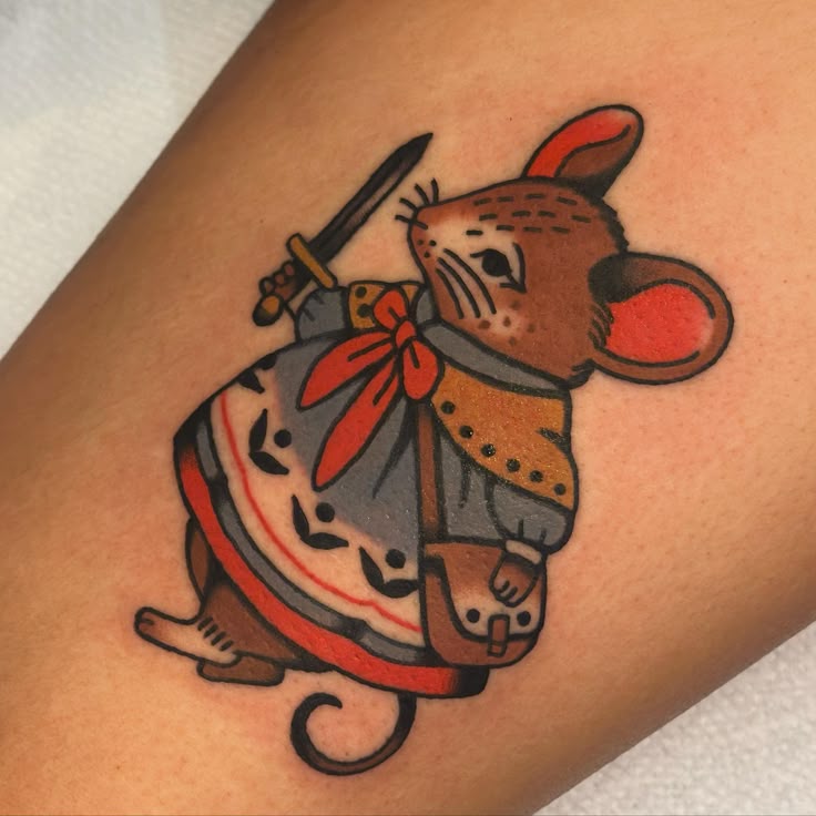 Charming Traditional Mouse Tattoo