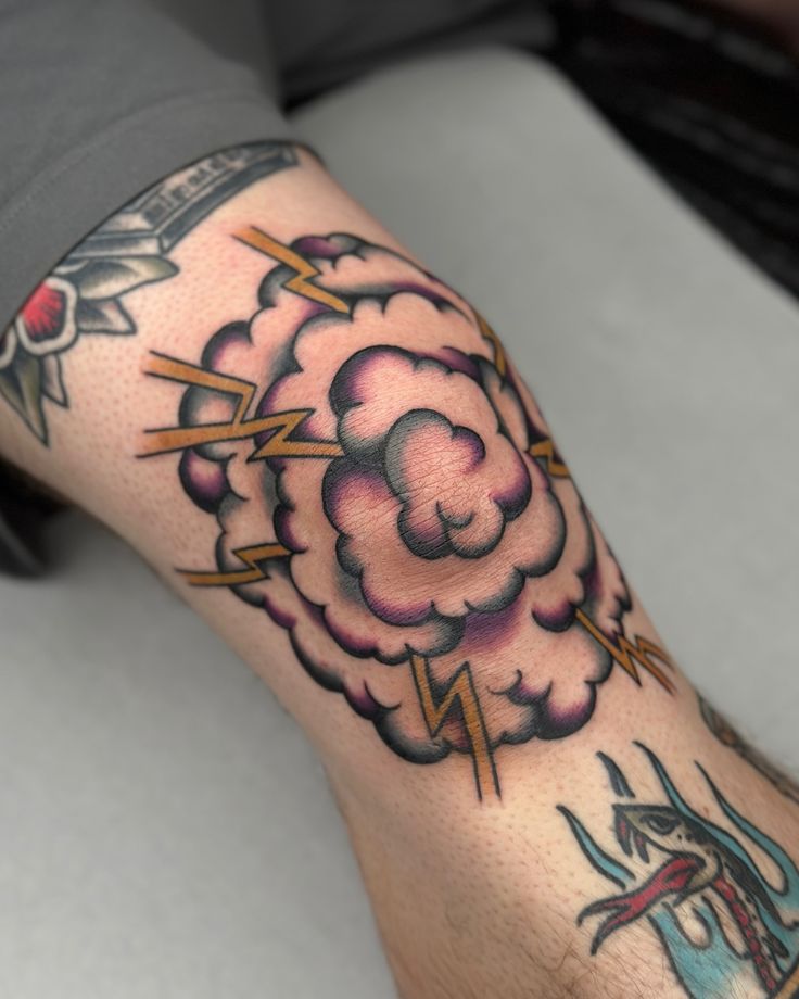 Vibrant Sailor Jerry Knee Tattoo