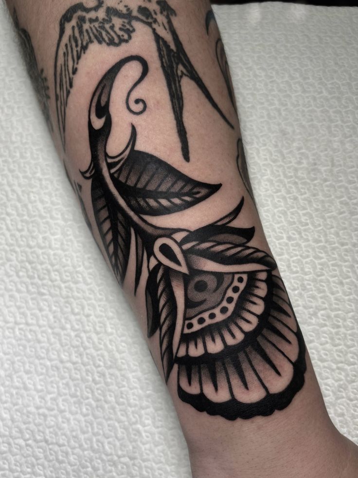 Stunning Traditional Fan Flower Tattoo