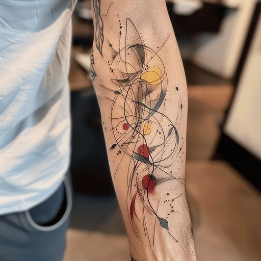 Vibrant Abstract Trash Polka Tattoo