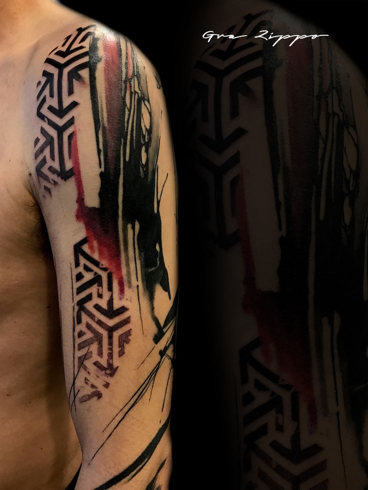 Bold Trash Polka Arm Tattoo Design