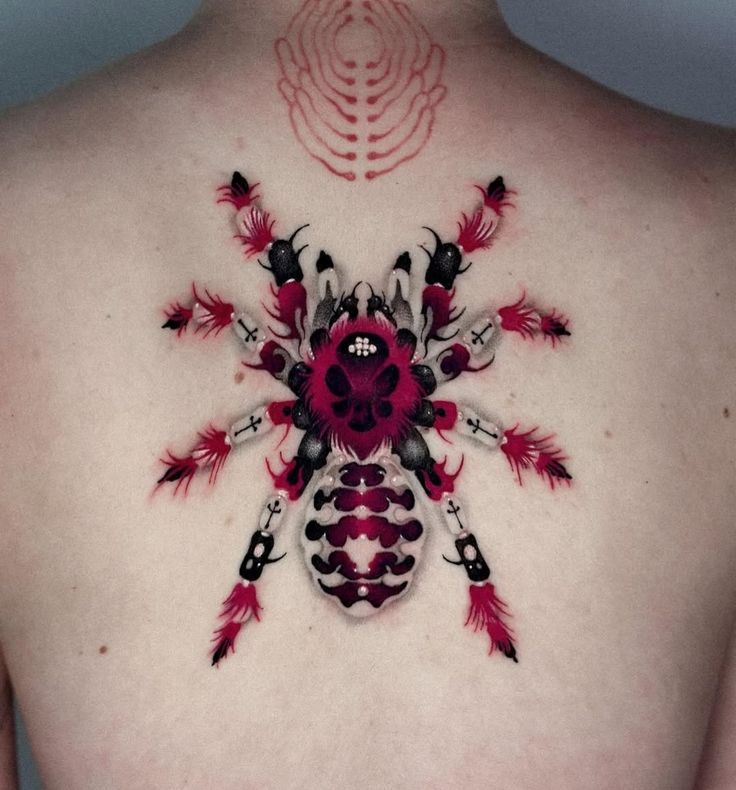 Bold Trash Polka Spider Tattoo