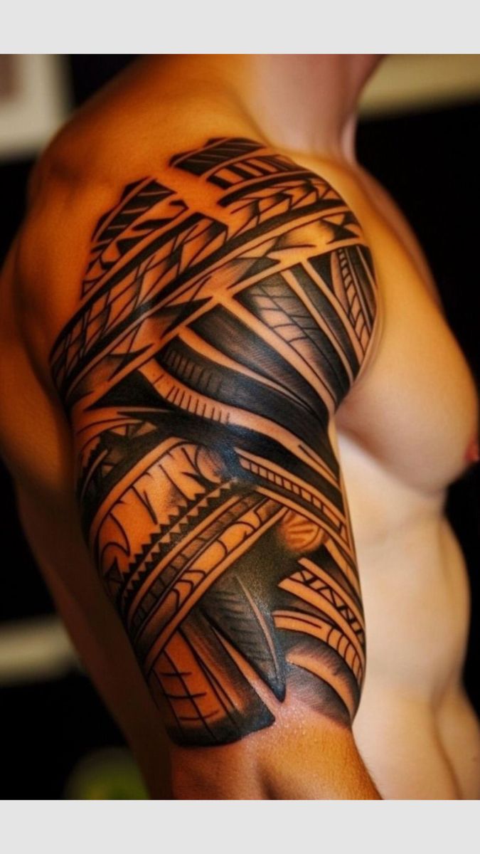 Bold Tribal Bicep Tattoo Design