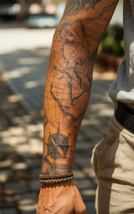 Navigate Your Journey: Ancient Map Tattoo