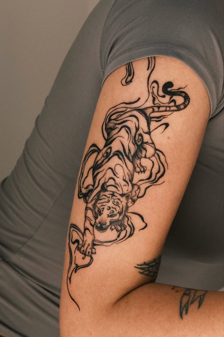 Majestic Tiger Upper Arm Tattoo