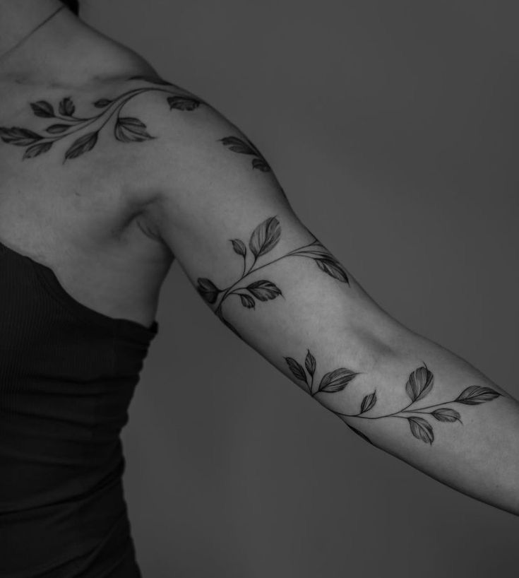 Elegant Leaf Wrap Around Tattoo