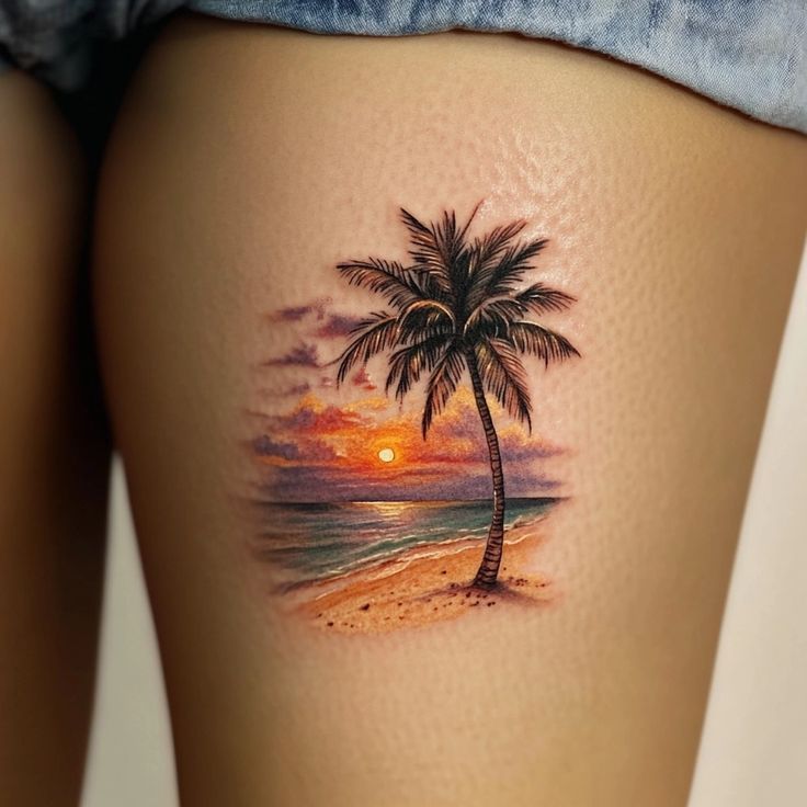 Tropical Paradise: Realistic Palm Tree Tattoo