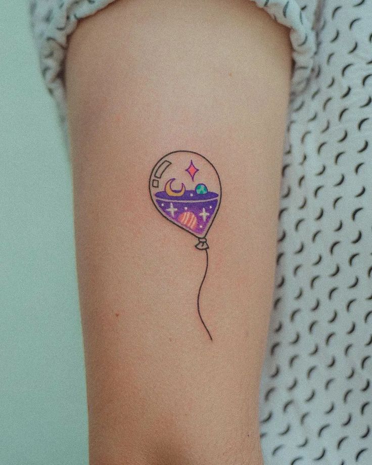 Whimsical Balloon Planets Tattoo