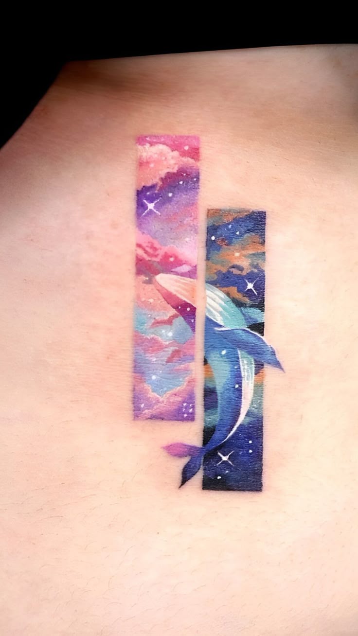 Cosmic Whale Watercolor Tattoo