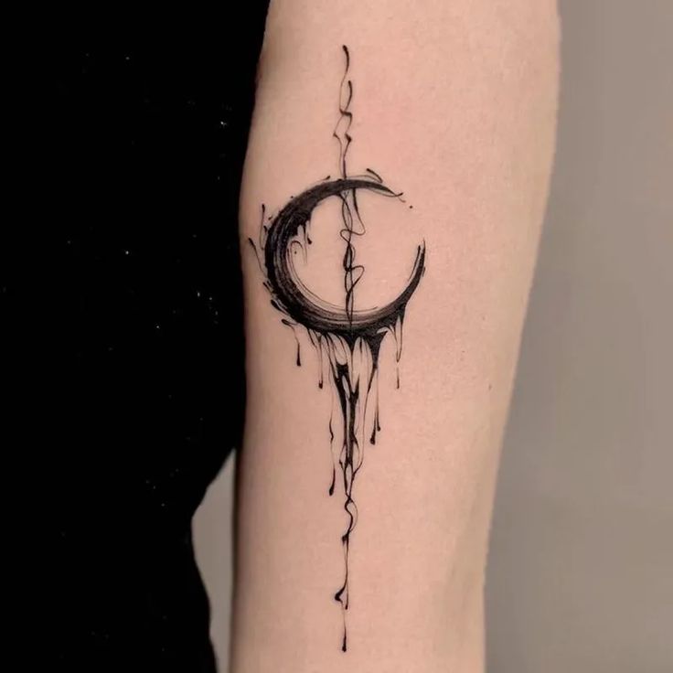 Artistic Watercolor Crescent Moon Tattoo for Women