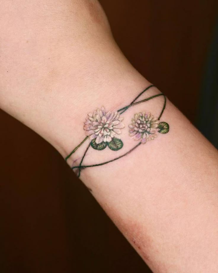 Delicate Watercolor Flower Wrist Tattoo