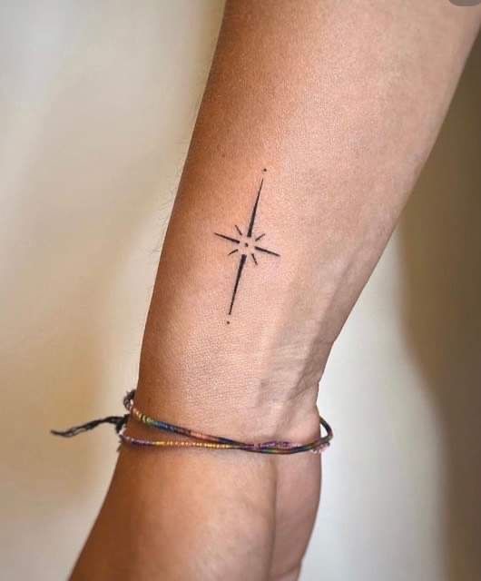 Guiding Light: Minimalist North Star Wrist Tattoo