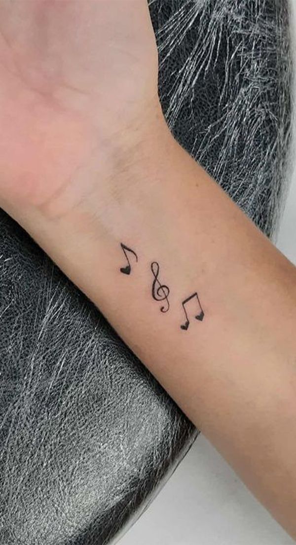 Minimalist Music Notes Wrist Tattoo