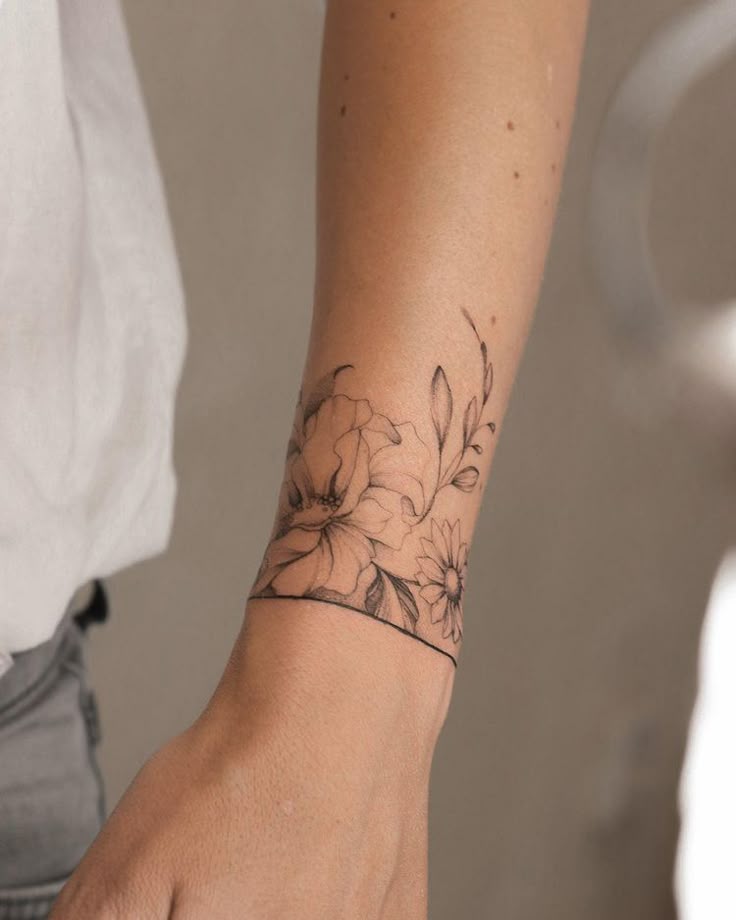 Elegant Floral Wrist Tattoo